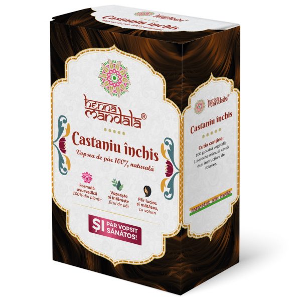 Cutie noua Henna Mandala Castaniu Inchis laterala dreapta