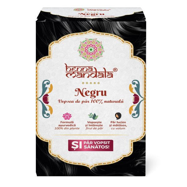 Henna Mandala negru cutie noua, detaliu fata