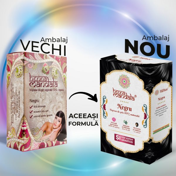 Henna Mandala Negru ambalaj vechi si nou