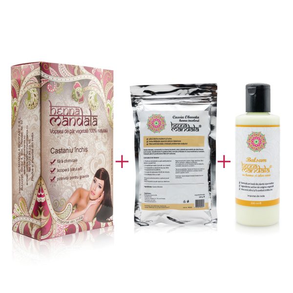 Pachet vopsea, cassia si balsam de par pentru vopsirea radacinilor