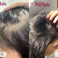 Radacini albe vopsite cu Henna Mandala Negru si pudra indigo