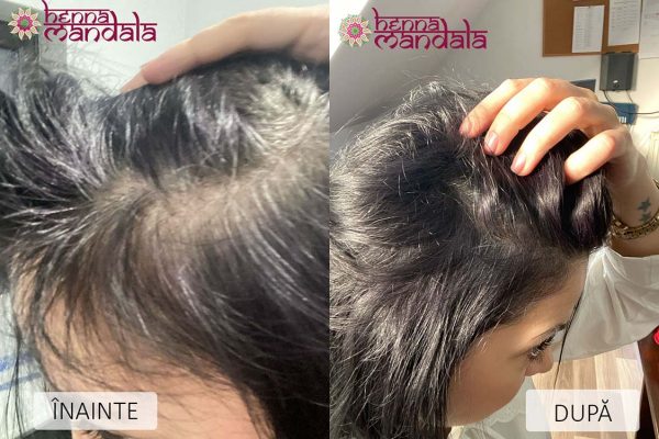 Radacini albe vopsite cu Henna Mandala Negru si pudra indigo