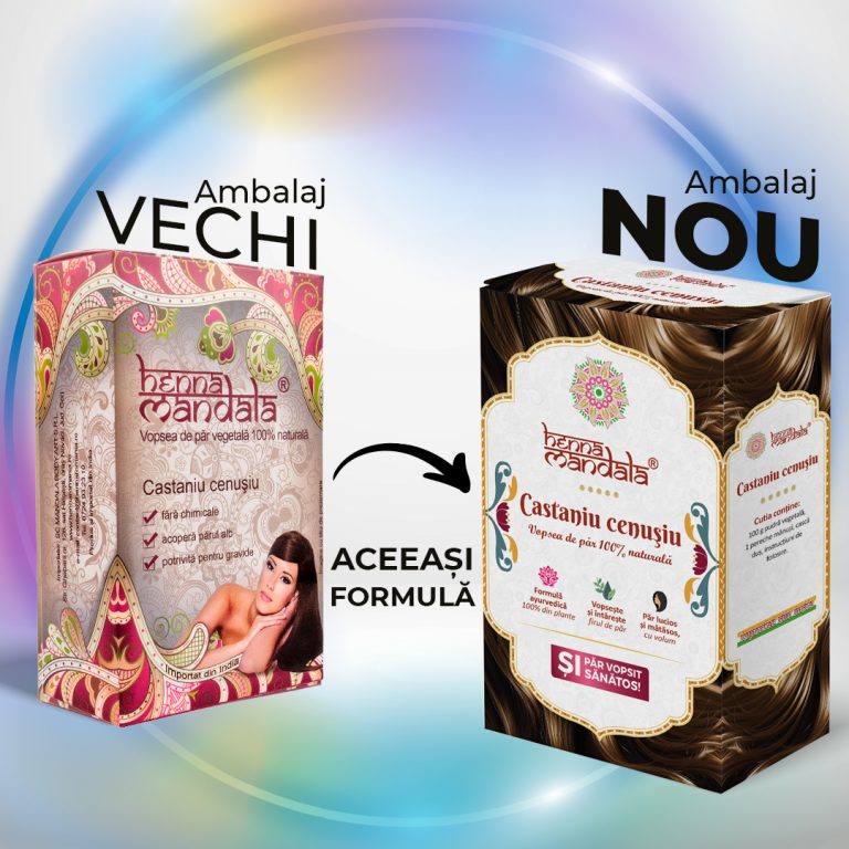 Cutie veche si noua Henna Mandala Castaniu Cenusiu